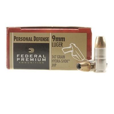 Federal Ammo 9mm Hydra-Shok JHP 147 Grain 20 Round