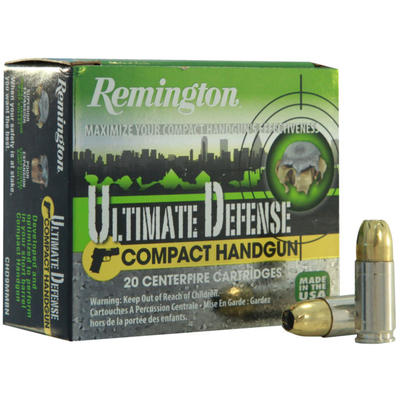 Remington Ammo Compact 9mm Brass JHP 124 Grain 20