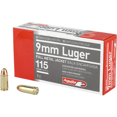 Aguila Ammo 9mm 115 Grain FMJ 50 Rounds [1E097704]