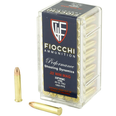 Fiocchi Rimfire Ammo .22 Magnum (WMR) FMJ 40 Grain