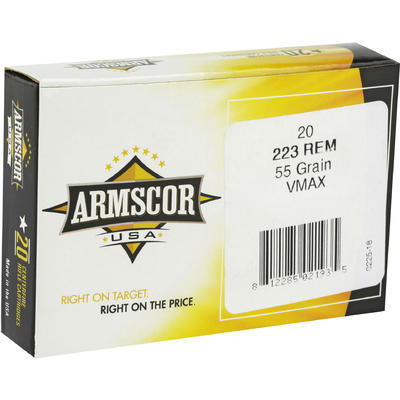 Armscor Ammo 223 Remington 55 Grain V-Max 20 Round