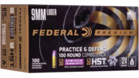 Federal Ammo Practice & Defend 9mm 124 Grain HST/S