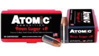 Atomic Ammo 9mm luger +p 124 Grain bonded jhp 50 R