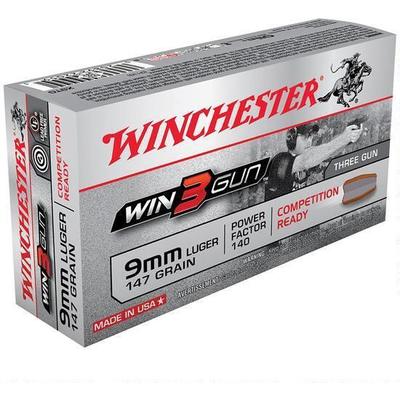 Winchester Ammo Win3Gun 9mm 147 Grain 50 Rounds [X