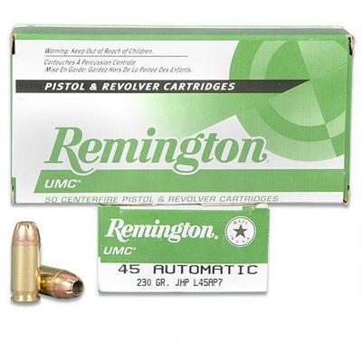 Remington Ammo UMC 45 ACP JHP 230 Grain 50 Rounds