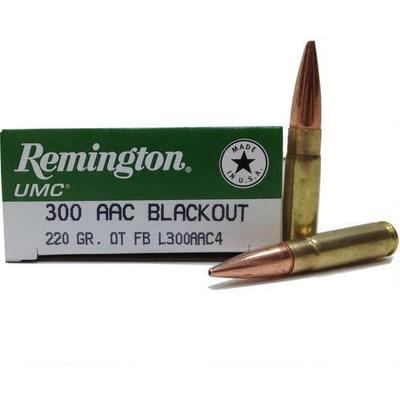  Remington  Ammo UMC 300 Blackout Whisper  220 Grain Open Tip 