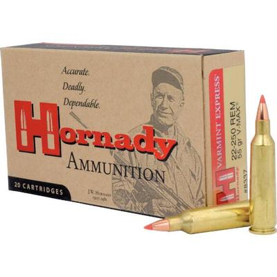 Hornady Ammo 22-250 Remington V-Max 55 Grain 20 Ro