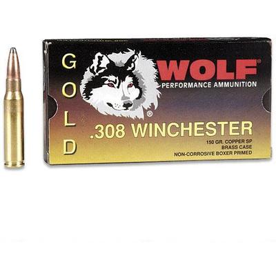 Wolf Ammo Gold 308 Winchester JSP 150 Grain 20 Rou