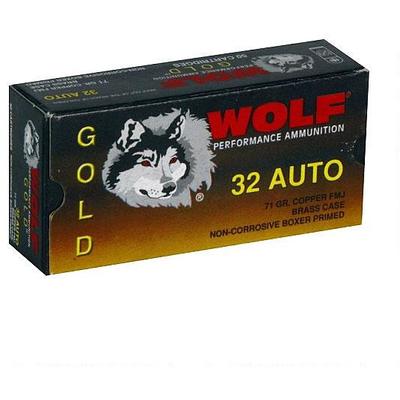 Wolf Ammo Gold 32 ACP FMJ 71 Grain 50 Rounds [G32F