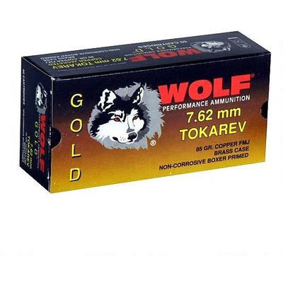Wolf Ammo Gold 7.62x25mm Tokarev FMJ 85 Grain 50 R