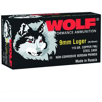 Wolf Ammo 9mm FMJ 115 Grain 500 Rounds [919FMJ]