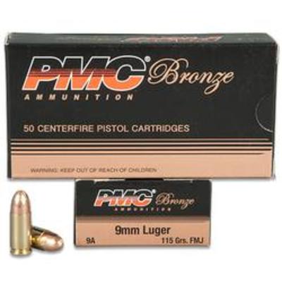 PMC Ammo Bronze Target 9mm 115 Grain FMJ 50 Rounds
