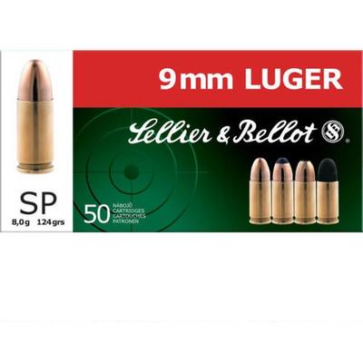 Sellier & Bellot Ammo 9mm SP 124 Grain 50 Roun