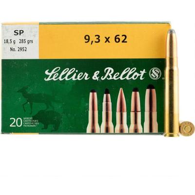 Sellier & Bellot Ammo 9.3x62mm Mauser SP 285 G