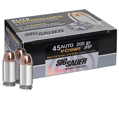 Sig Sauer Ammo V-Crown JHP 45 ACP 230 Grain JHP 20