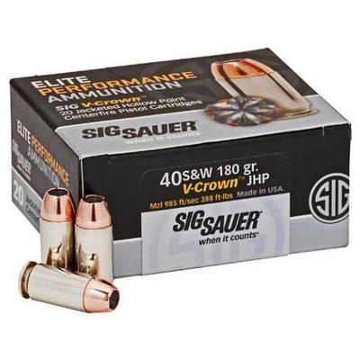 Sig Sauer Ammo V-Crown 40 S&W 165 Grain JHP 20