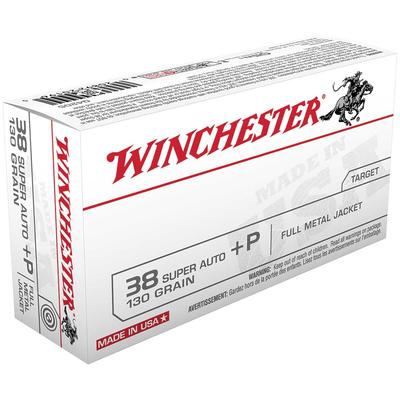 Winchester Ammo USA 38 Super+P FMJ 130 Grain 50 Ro