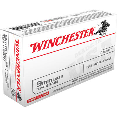 Winchester Ammo Best Value 9mm 124 Grain FMJ 50 Ro