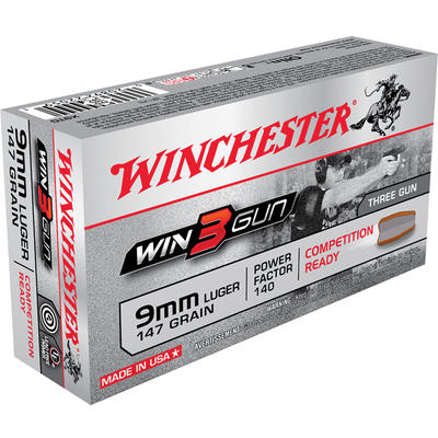 Winchester Ammo Win3Gun 9mm 147 Grain 50 Rounds [X