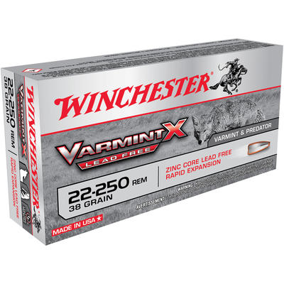 Winchester Ammo Varmint-X 22-250 Remington 38 Grai
