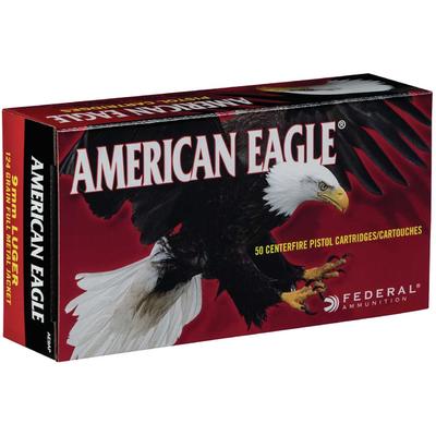 Federal Ammo American Eagle 9mm FMJ 124 Grain 50 R