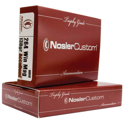 Nosler Ammo Trophy 264 Win Mag 130 Grain AccuBond