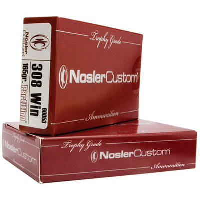 Nosler Ammo Trophy 308 Winchester 165 Grain Partit