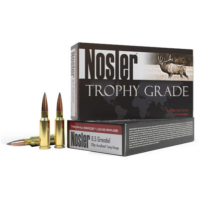 Nosler Ammo Trophy 6.5mm Grendel 129 Grain AccuBon
