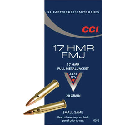 CCI Rimfire Ammo Small Game .17 HMR 20 Grain FMJ 5 CCI Rimfire Ammo Small Game .17 HMR 20 Grain FMJ 5