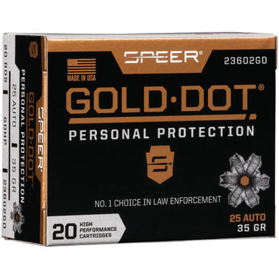 Speer Ammo Gold Dot Personal Protection 25 ACP 35