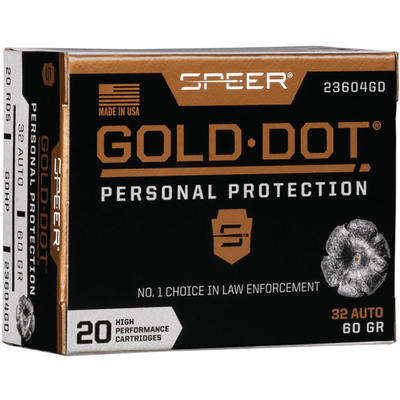 Speer Ammo Gold Dot Personal Protection 32 ACP 60