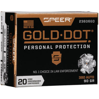 Speer Ammo Gold Dot Personal Protection 380 ACP 90
