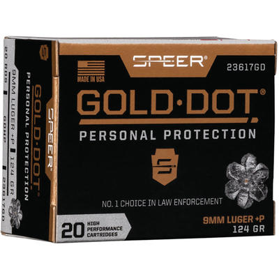 Speer Ammo Gold Dot Personal Protection 9mm+P Luge Speer Ammo Gold Dot Personal Protection 9mm+P Luge