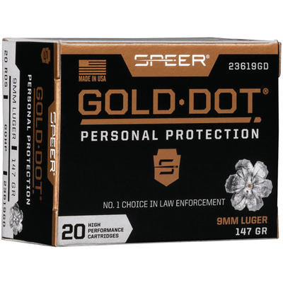 Speer Ammo Gold Dot Personal Protection 9mm 147 Gr