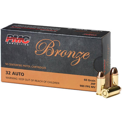 PMC Ammo Bronze 32 ACP HP 60 Grain 50 Rounds [32B]