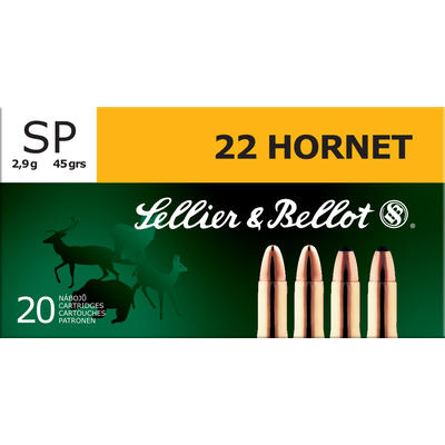 Sellier & Bellot Ammo 22 Hornet SP 45 Grain 20