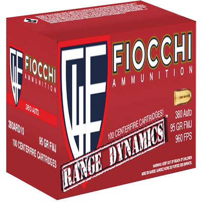Fiocchi Ammo Range 380 ACP 95 Grain FMJ 100 Rounds