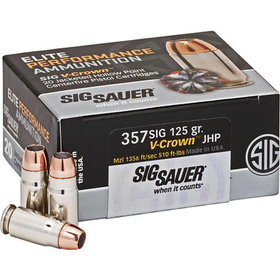 Sig Sauer Ammo Elite V-Crown 357 Sig Sauer JHP 125