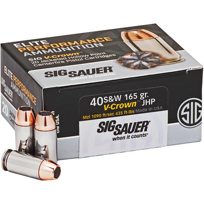 Sig Sauer Ammo Elite V-Crown 40 S&W JHP 165 Gr