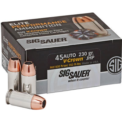 Sig Sauer Ammo V-Crown JHP 45 ACP 230 Grain JHP 20