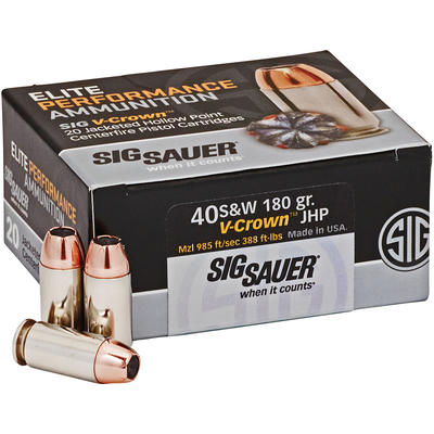 Sig Sauer Ammo V-Crown 40 S&W 165 Grain JHP 20