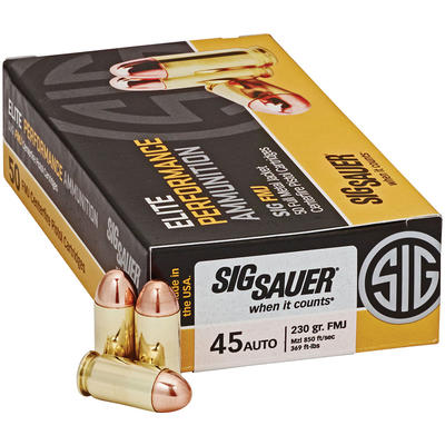 Sig Sauer Ammo Elite Ball 45 ACP 230 Grain FMJ 50 Sig Sauer Ammo Elite Ball 45 ACP 230 Grain FMJ 50