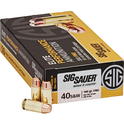 Sig Sauer Ammo FMJ 40 S&W 180 Grain FMJ 50 Rou