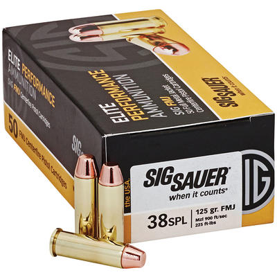 Sig Sauer Ammo FMJ 38 Special 125 Grain FMJ 50 Rou Sig Sauer Ammo FMJ 38 Special 125 Grain FMJ 50 Rou
