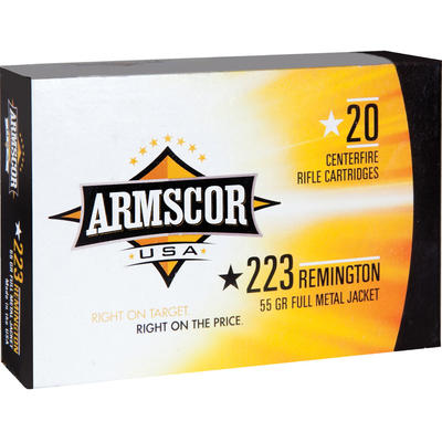 Armscor Ammo 223 Remington 55 Grain FMJ 20 Rounds Armscor Ammo 223 Remington 55 Grain FMJ 20 Rounds