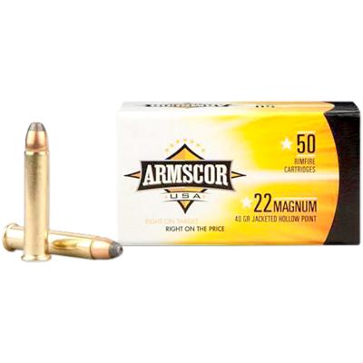 Armscor Ammo .22 Magnum (WMR) 40 Grain JHP 50 Roun