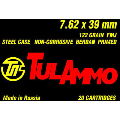 Tula Ammo FMJ 5.45x39mm 60 Grain 20 Rounds [TA5453
