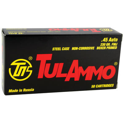 Tula Ammo 45 ACP FMJ 230 Grain 50 Rounds [TA452300 Tula Ammo 45 ACP FMJ 230 Grain 50 Rounds [TA452300