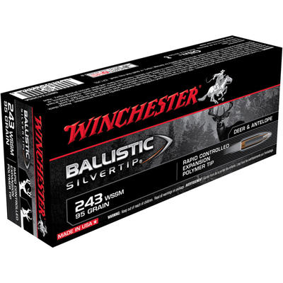 Winchester Ammo Supreme 243 WSSM 95 Grain Silverti