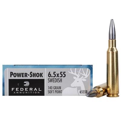 Federal Ammo Power-Shok 6.5x55mm SP 140 Grain 20 R